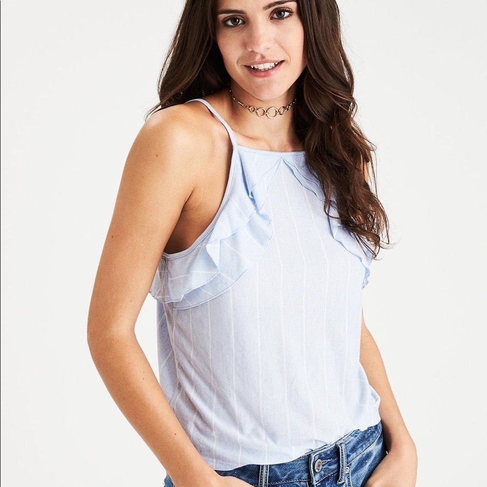 NEW American Eagle Soft & Sexy Hi-Neck Ruffle Tank